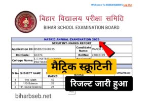 BSEB 10th Matric Scrutiny Result 2023 Download