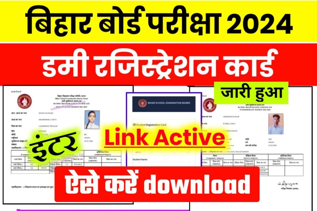 Bihar Board 12th Dummy Registration Card 2024 (Download)