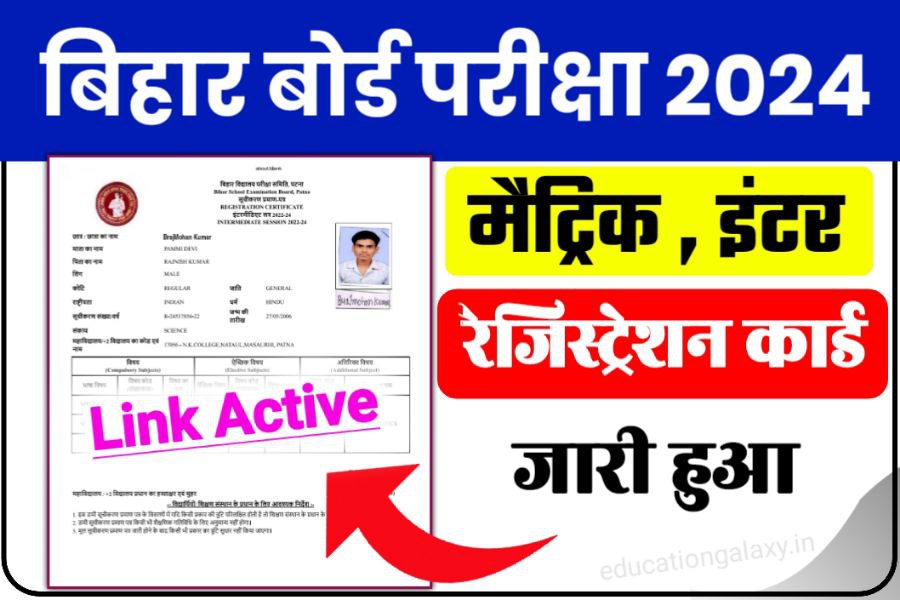 BSEB Bihar Board 10th 12th Original Registration Card 2024