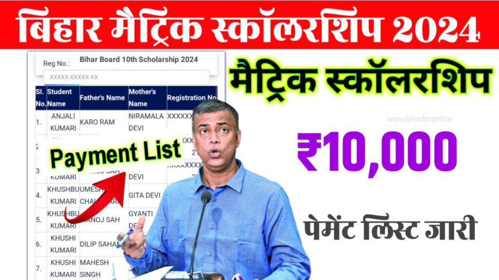 Bihar Board 10th Scholarship Payment List 2024 Check
