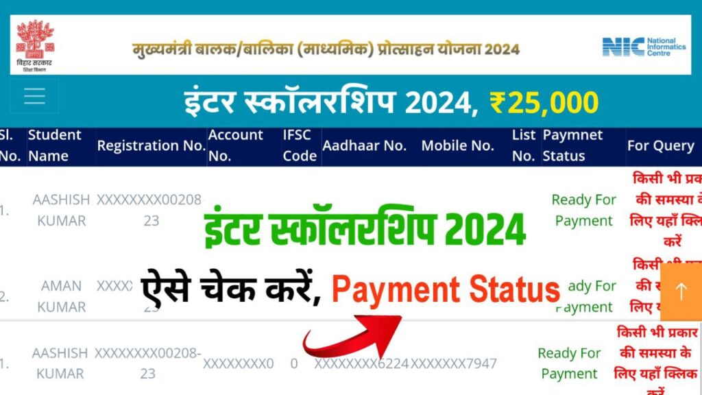 Bihar Board 12th Scholarship 2024 Payment List Check
