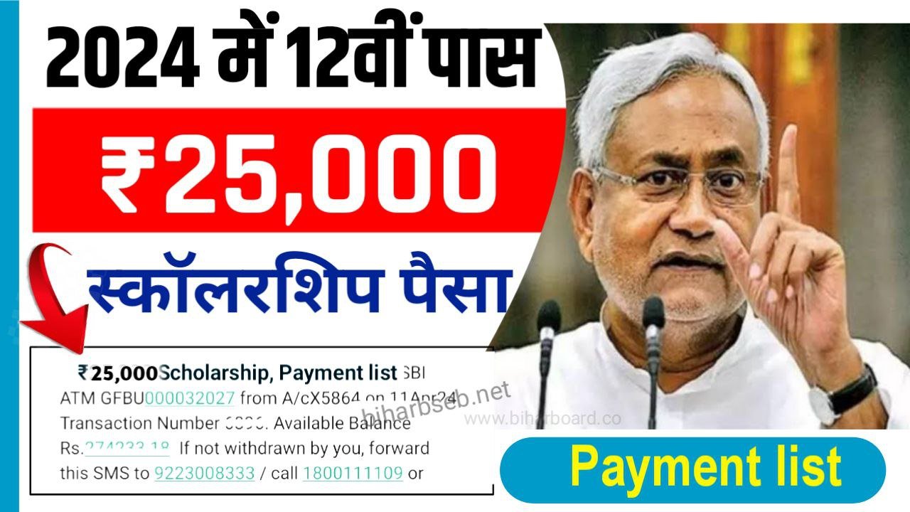 Bihar Board 12th Scholarship Payment List 2024